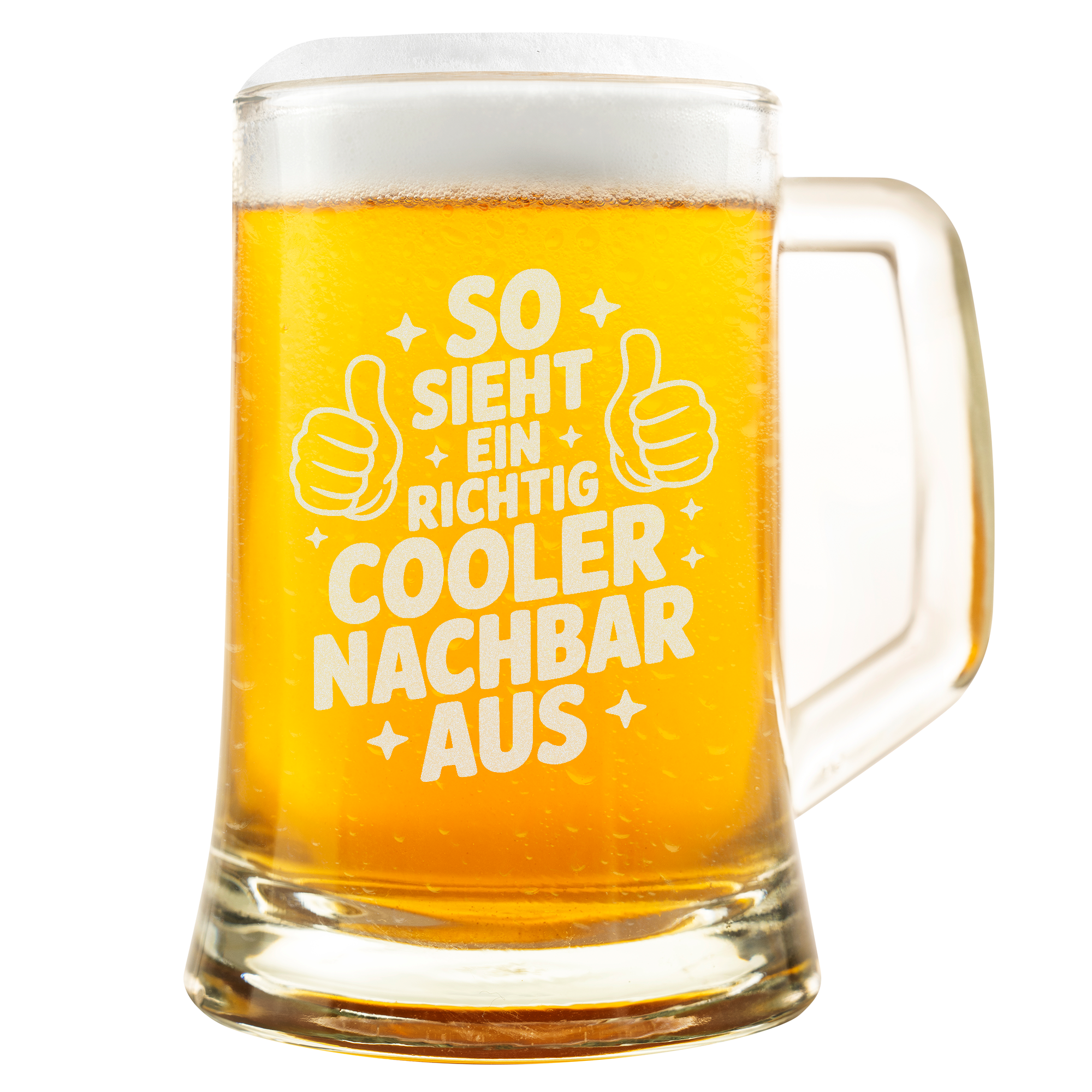 Cooler Nachbar Geschenk – Lustiger Bierkrug Spruch „So sieht ein richtig cooler Nachbar aus“ – Humorvolles Geschenk für Nachbarn