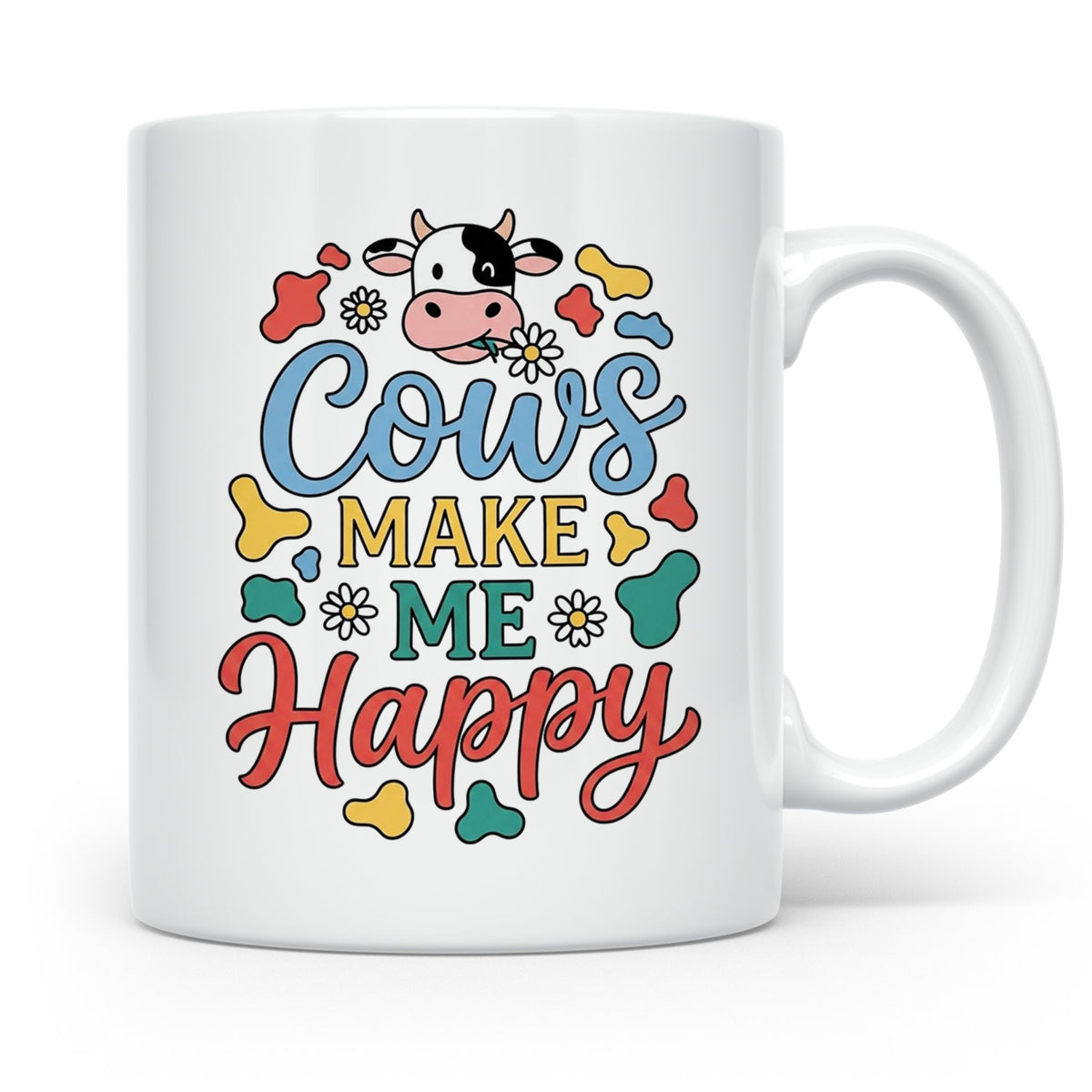 Kuh Tasse Cows Make Me Happy Geschenk für Landwirt & Bauer,  – Weiß [farbe:weiß]