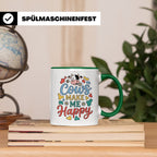 Kuh Tasse Cows Make Me Happy Geschenk für Landwirt & Bauer,  – Grün [farbe:grün]