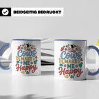 Kuh Tasse Cows Make Me Happy Geschenk für Landwirt & Bauer,  – Blau [farbe:blau]