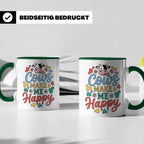 Kuh Tasse Cows Make Me Happy Geschenk für Landwirt & Bauer,  – Grün [farbe:grün]
