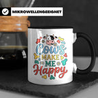 Kuh Tasse Cows Make Me Happy Geschenk für Landwirt & Bauer,  – Schwarz [farbe:schwarz]