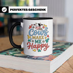 Kuh Tasse Cows Make Me Happy Geschenk für Landwirt & Bauer,  – Schwarz [farbe:schwarz]
