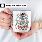 Kuh Tasse Cows Make Me Happy Geschenk für Landwirt & Bauer,  – Blau [farbe:blau]