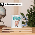 Alpaka Tasse Kiss My Alpacass, lustiger Spruch, Sarkasmus Ka – Blau [farbe:blau]