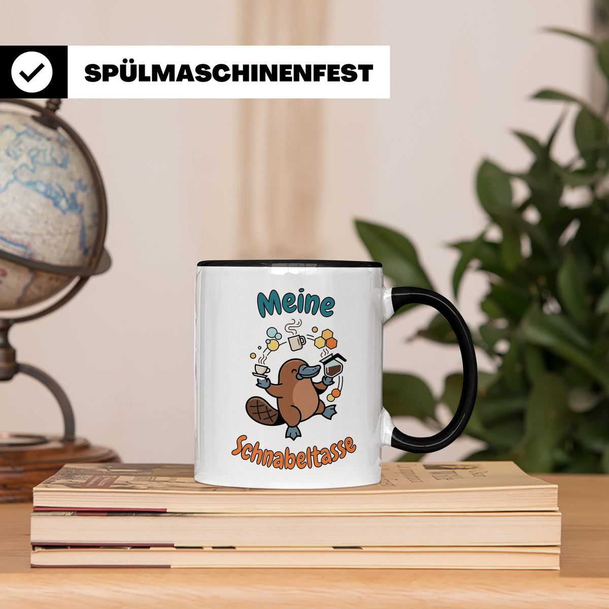 Meine Schnabeltasse Kaffeetasse mit lustigem Schnabeltier, G – Schwarz [farbe:schwarz]