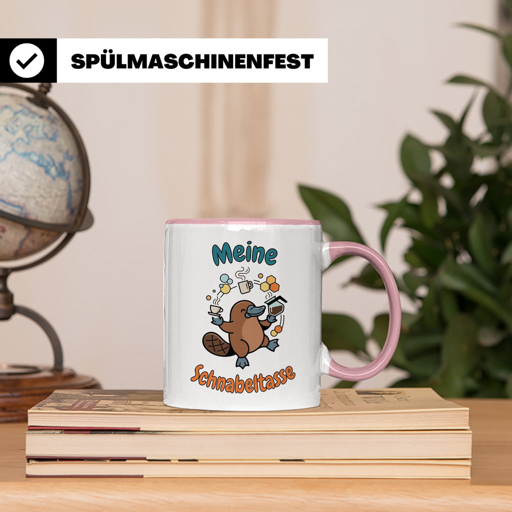 Meine Schnabeltasse Kaffeetasse mit lustigem Schnabeltier, G – Rosa [farbe:rosa]