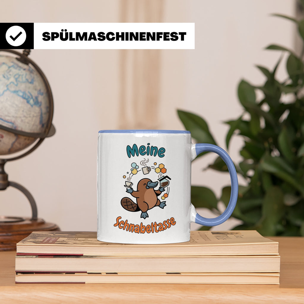 Meine Schnabeltasse Kaffeetasse mit lustigem Schnabeltier, G – Blau [farbe:blau]