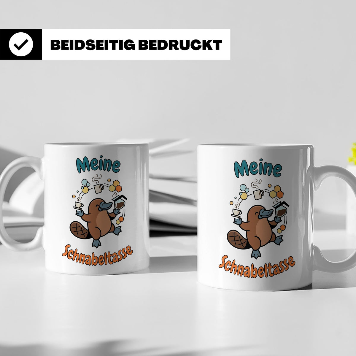 Meine Schnabeltasse Kaffeetasse mit lustigem Schnabeltier, G – Weiß [farbe:weiß]