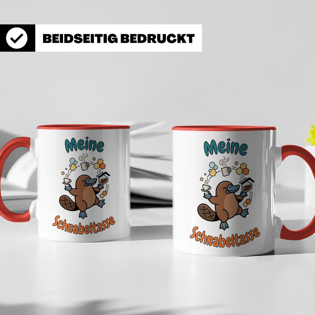Meine Schnabeltasse Kaffeetasse mit lustigem Schnabeltier, G – Rot [farbe:rot]