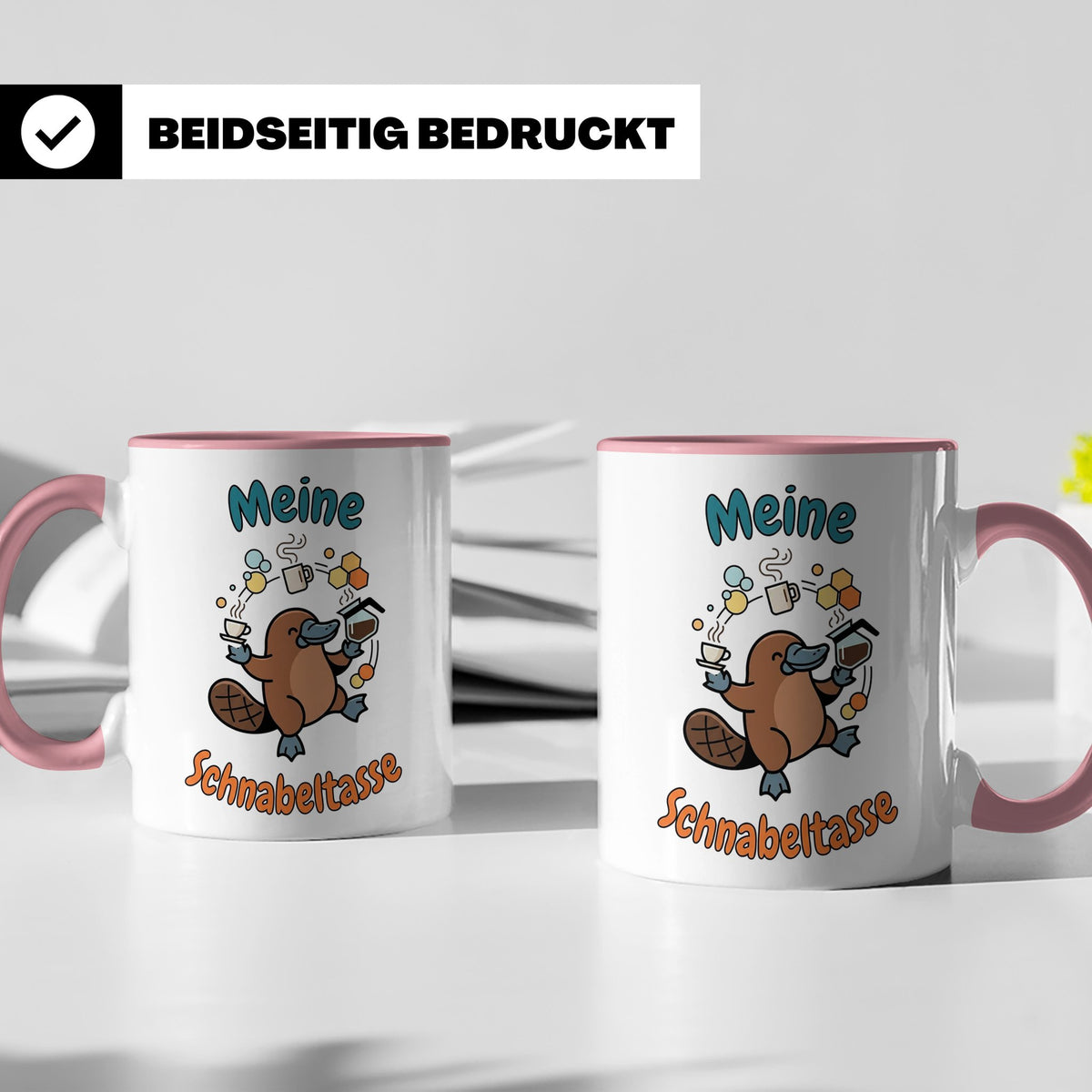 Meine Schnabeltasse Kaffeetasse mit lustigem Schnabeltier, G – Rosa [farbe:rosa]