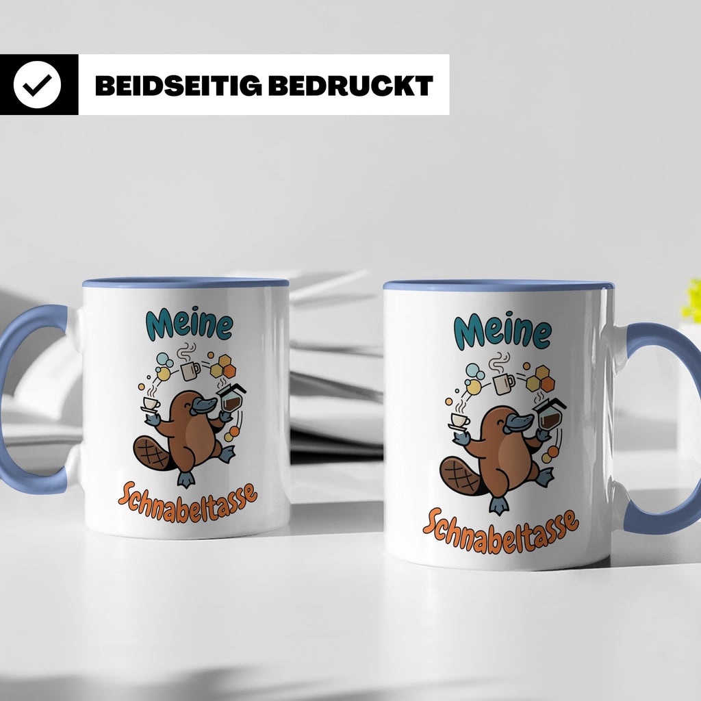 Meine Schnabeltasse Kaffeetasse mit lustigem Schnabeltier, G – Blau [farbe:blau]