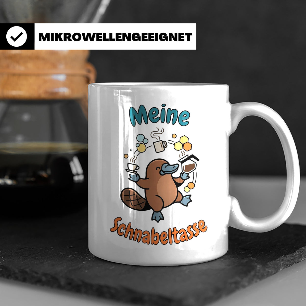 Meine Schnabeltasse Kaffeetasse mit lustigem Schnabeltier, G – Weiß [farbe:weiß]