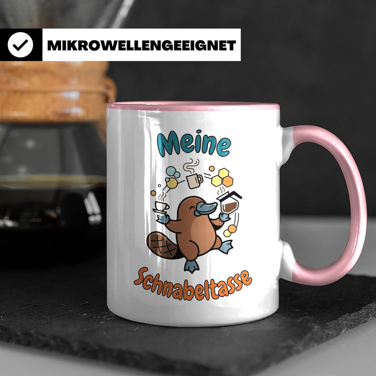 Meine Schnabeltasse Kaffeetasse mit lustigem Schnabeltier, G – Rosa [farbe:rosa]