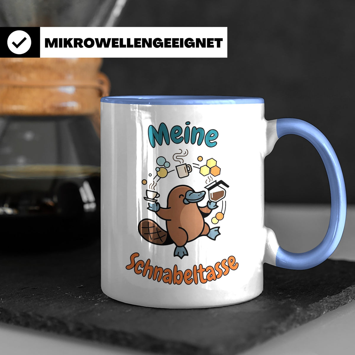 Meine Schnabeltasse Kaffeetasse mit lustigem Schnabeltier, G – Blau [farbe:blau]