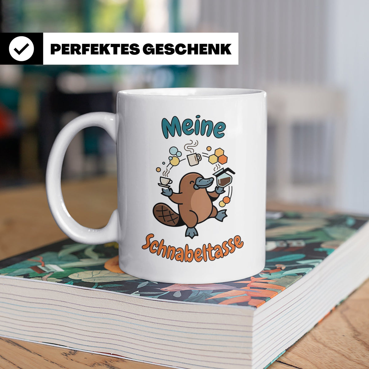 Meine Schnabeltasse Kaffeetasse mit lustigem Schnabeltier, G – Weiß [farbe:weiß]
