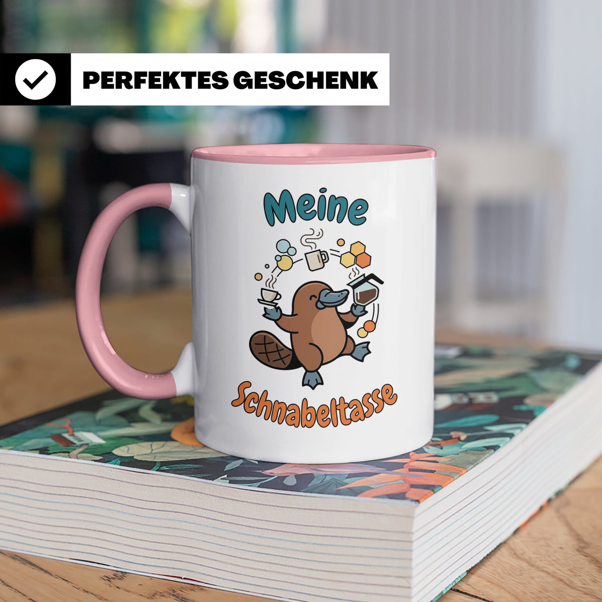Meine Schnabeltasse Kaffeetasse mit lustigem Schnabeltier, G – Rosa [farbe:rosa]