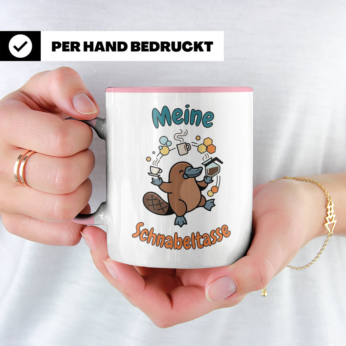 Meine Schnabeltasse Kaffeetasse mit lustigem Schnabeltier, G – Rosa [farbe:rosa]