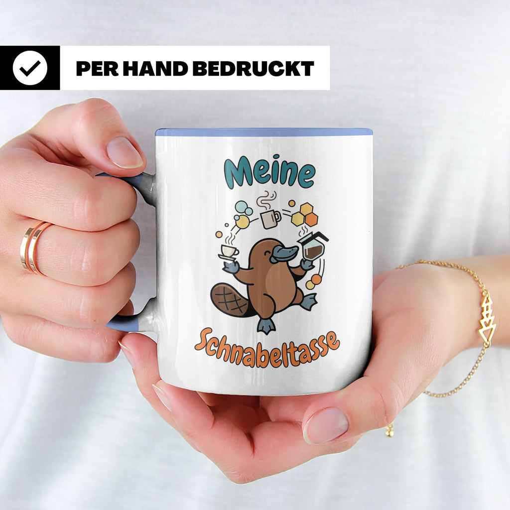 Meine Schnabeltasse Kaffeetasse mit lustigem Schnabeltier, G – Blau [farbe:blau]
