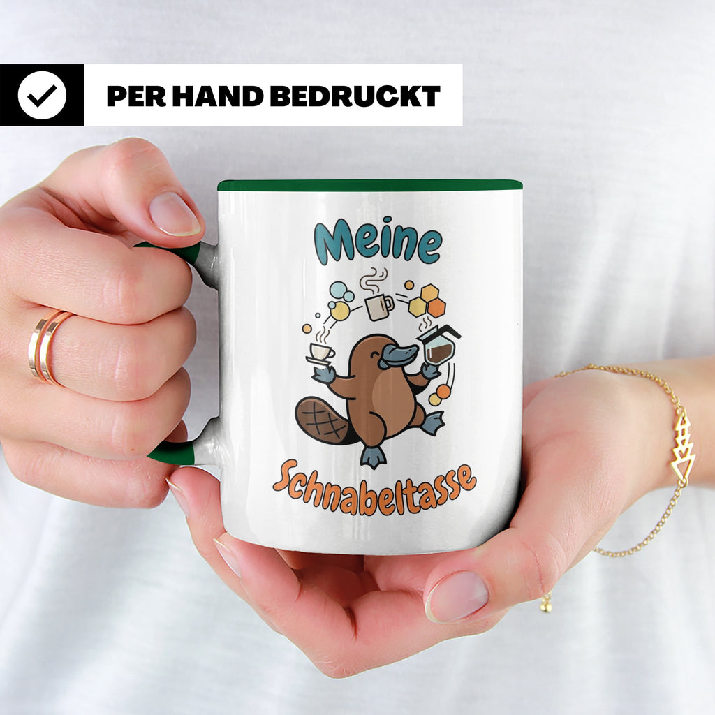 Meine Schnabeltasse Kaffeetasse mit lustigem Schnabeltier, G – Grün [farbe:grün]