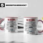Skifahrer Tasse mit Spruch 10:30 Uhr Skitag zu Ende | Lustig – Rosa [farbe:rosa]