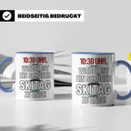 Skifahrer Tasse mit Spruch 10:30 Uhr Skitag zu Ende | Lustig – Blau [farbe:blau]