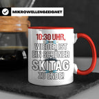 Skifahrer Tasse mit Spruch 10:30 Uhr Skitag zu Ende | Lustig – Rot [farbe:rot]