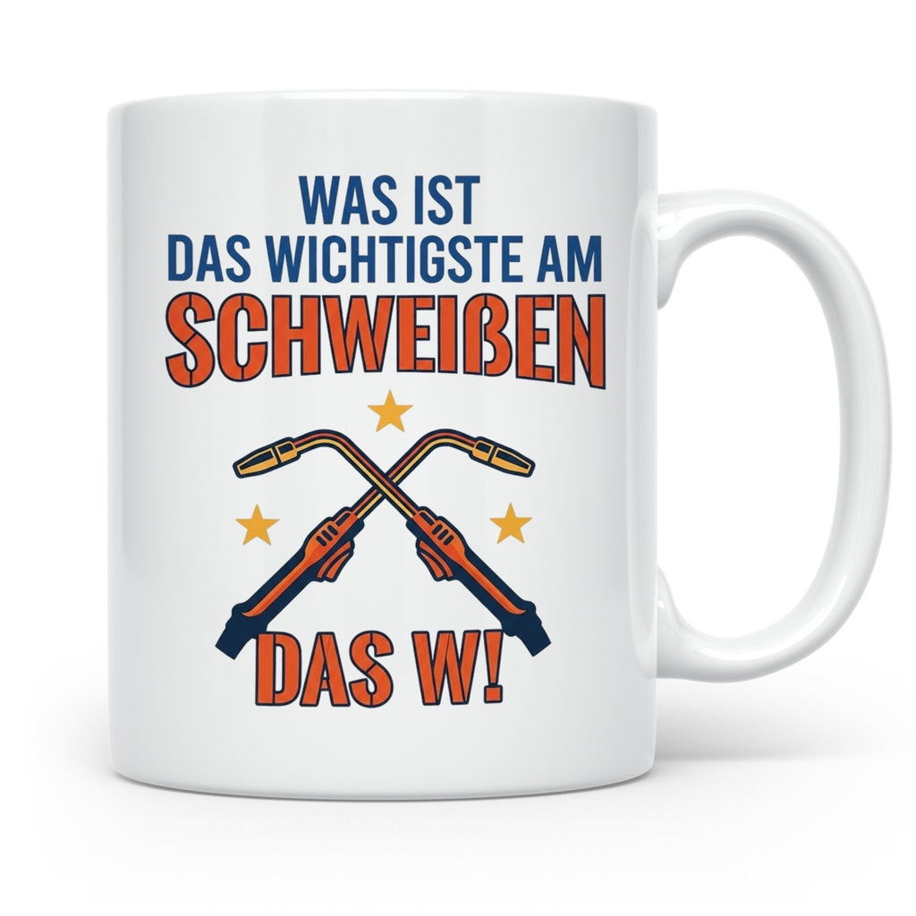 Schweißer Tasse mit lustigem Spruch Das Wichtigste am Schwei – Weiß [farbe:weiß]