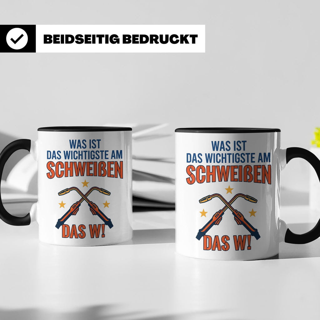 Schweißer Tasse mit lustigem Spruch Das Wichtigste am Schwei – Schwarz [farbe:schwarz]