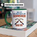 Schweißer Tasse mit lustigem Spruch Das Wichtigste am Schwei – Grün [farbe:grün]