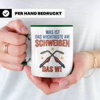 Schweißer Tasse mit lustigem Spruch Das Wichtigste am Schwei – Grün [farbe:grün]