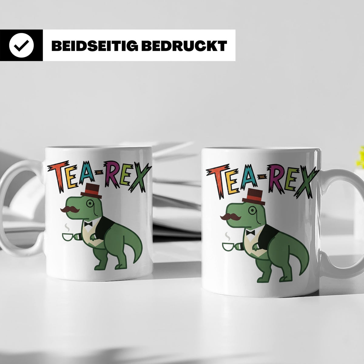 Tea Rex Tasse für Teeliebhaber, lustiges Dinosaurier Wortspi – Weiß [farbe:weiß]