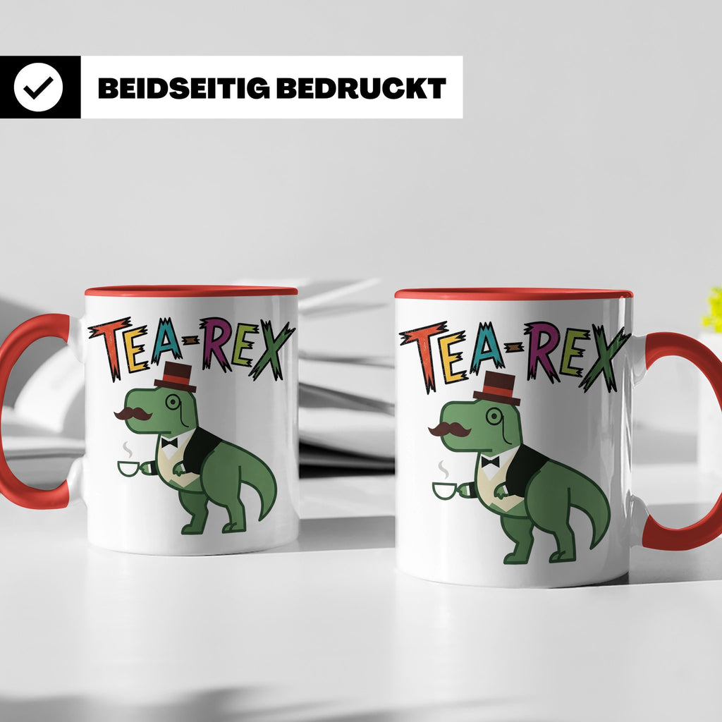 Tea Rex Tasse für Teeliebhaber, lustiges Dinosaurier Wortspi – Rot [farbe:rot]