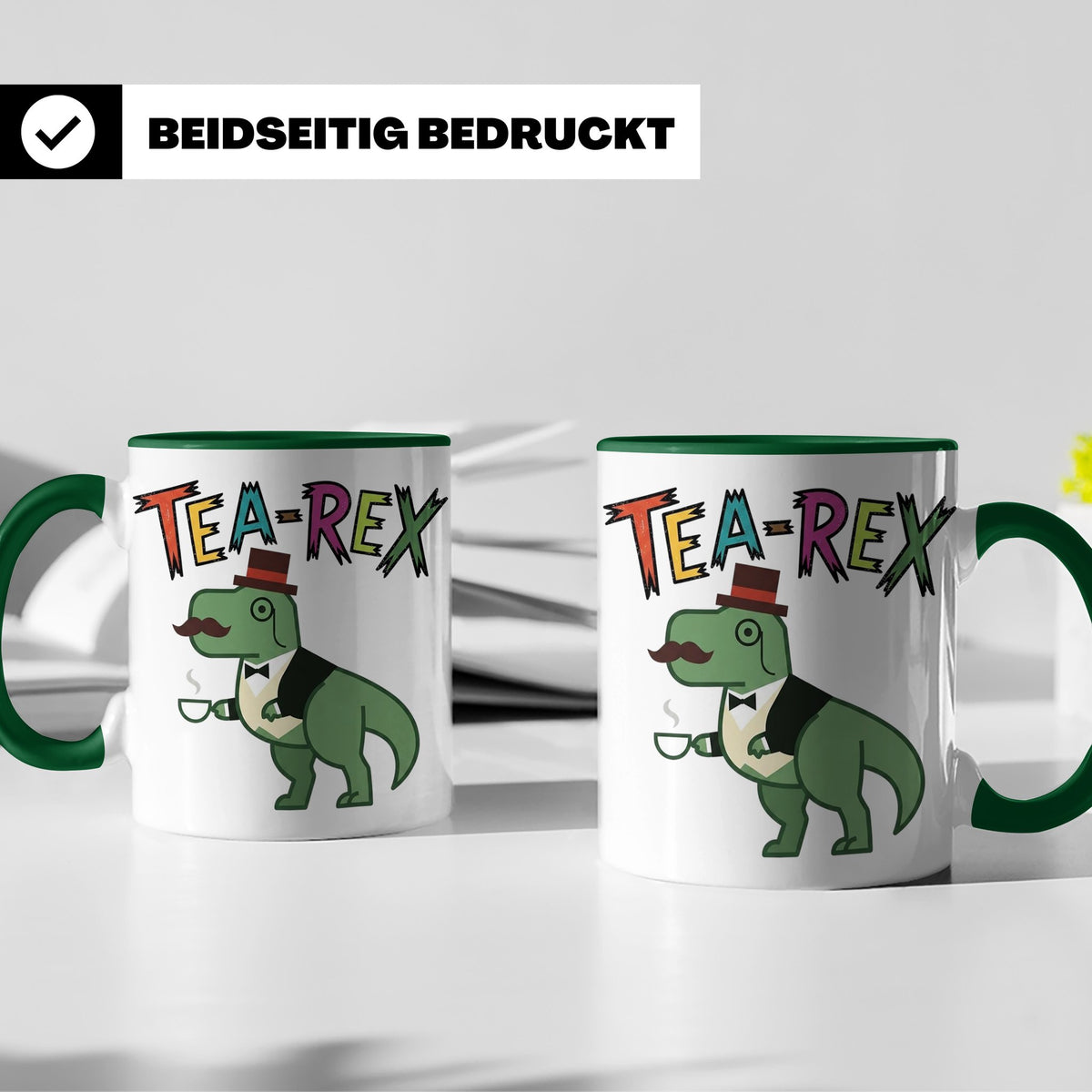 Tea Rex Tasse für Teeliebhaber, lustiges Dinosaurier Wortspi – Grün [farbe:grün]