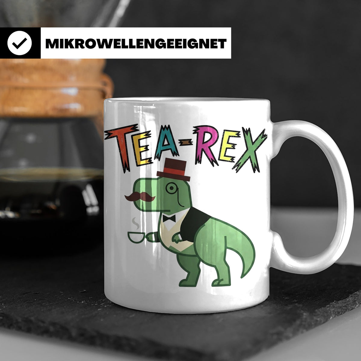 Tea Rex Tasse für Teeliebhaber, lustiges Dinosaurier Wortspi – Weiß [farbe:weiß]