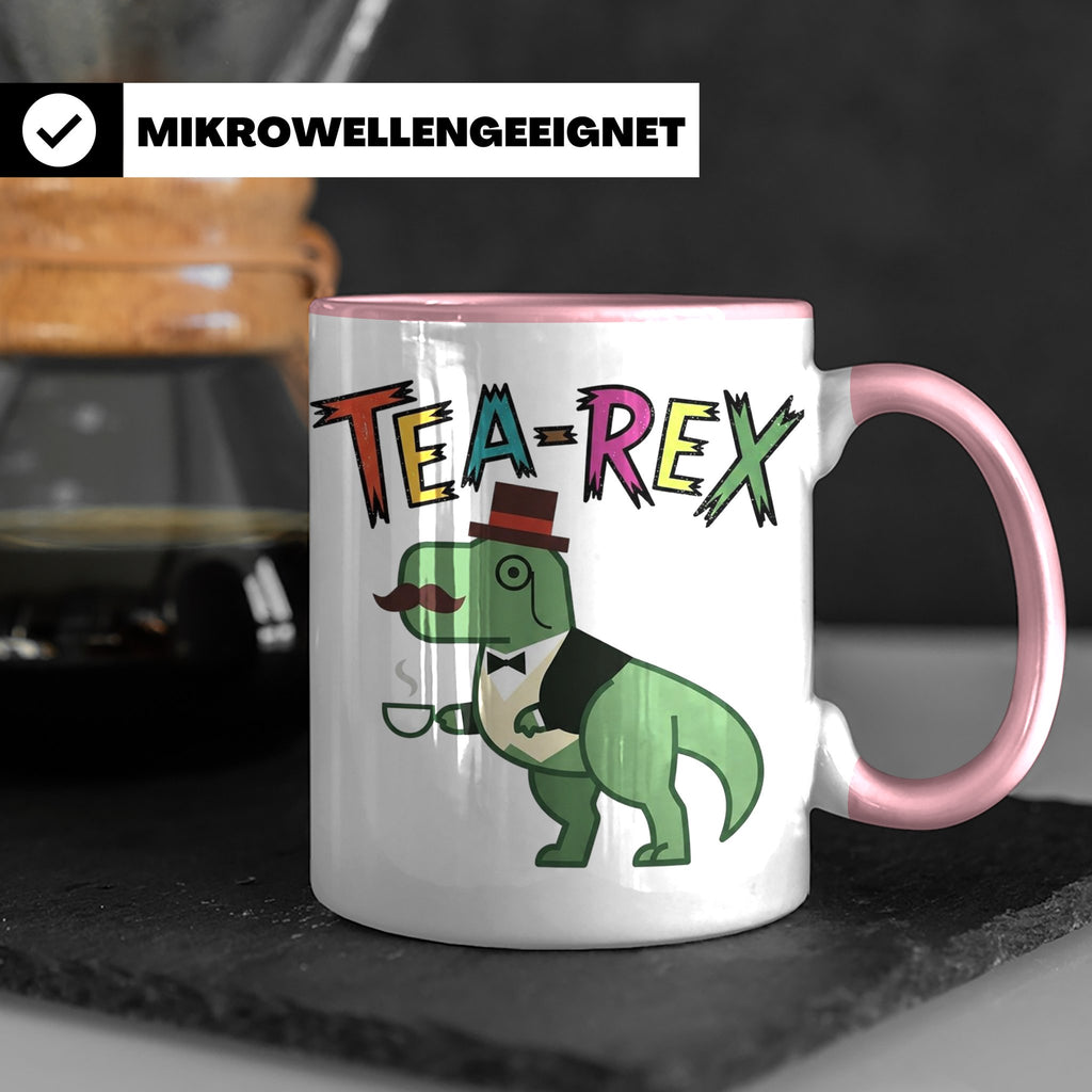 Tea Rex Tasse für Teeliebhaber, lustiges Dinosaurier Wortspi – Rosa [farbe:rosa]