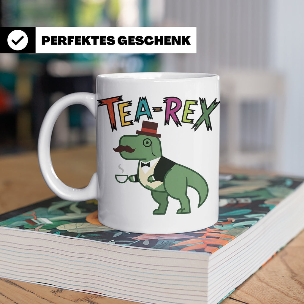 Tea Rex Tasse für Teeliebhaber, lustiges Dinosaurier Wortspi – Weiß [farbe:weiß]