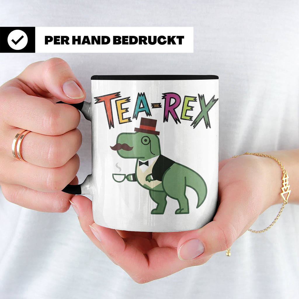 Tea Rex Tasse für Teeliebhaber, lustiges Dinosaurier Wortspi – Schwarz [farbe:schwarz]