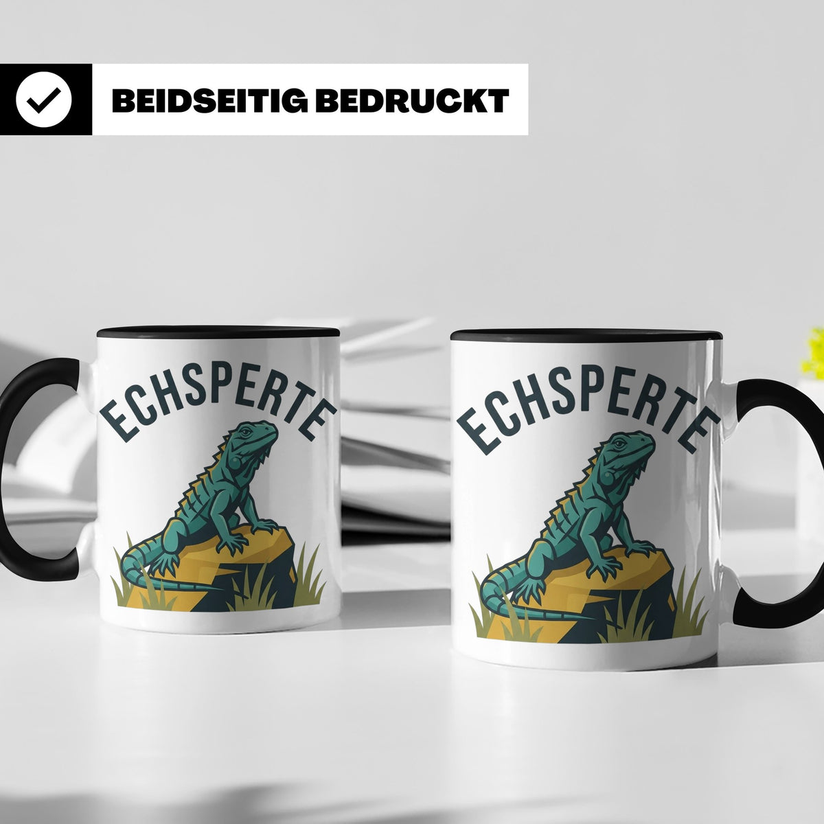 Echsperte Tasse für Reptilienhalter, lustiges Wortspiel mit  – Schwarz [farbe:schwarz]