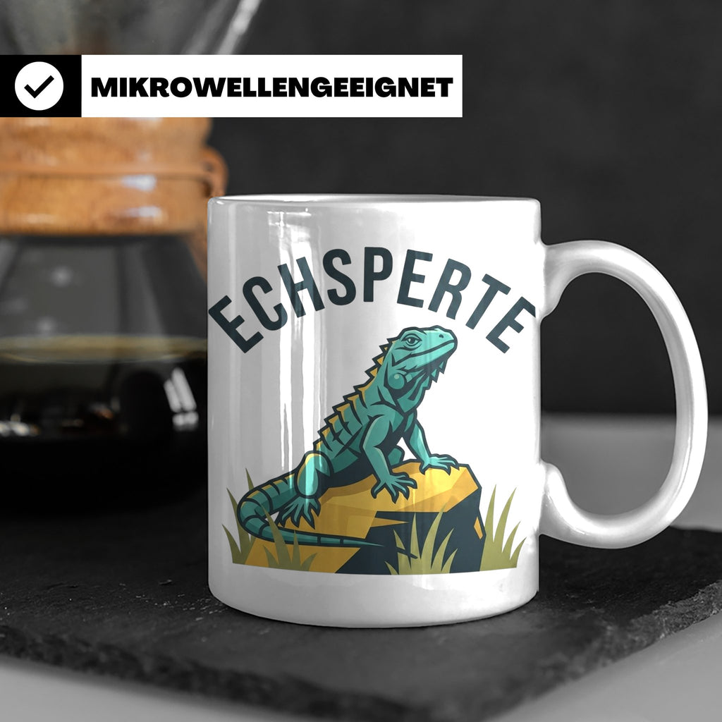 Echsperte Tasse für Reptilienhalter, lustiges Wortspiel mit  – Weiß [farbe:weiß]