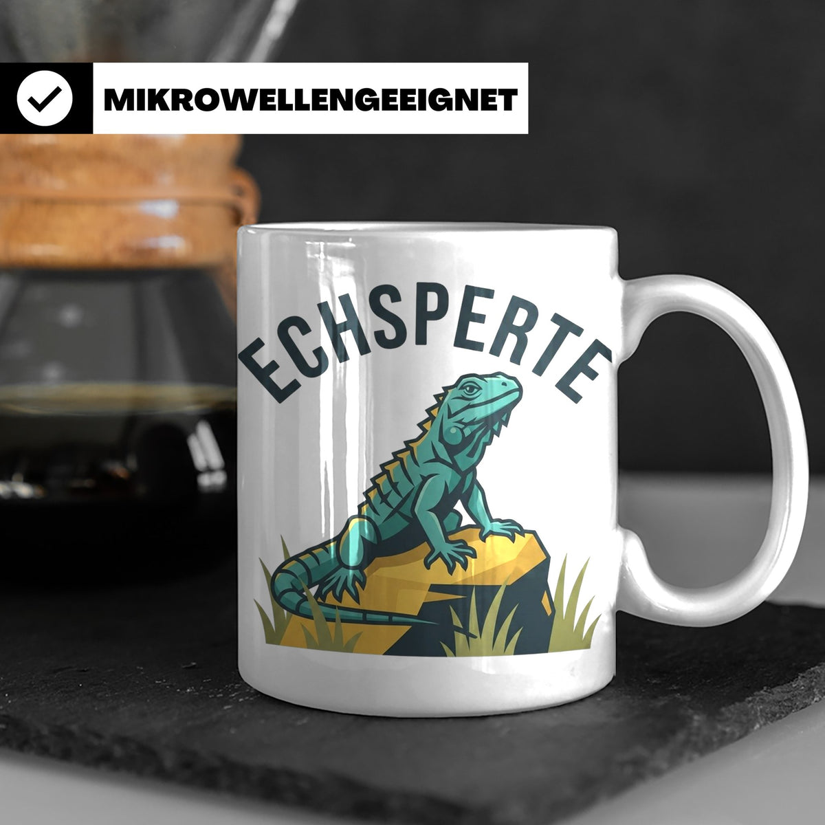 Echsperte Tasse für Reptilienhalter, lustiges Wortspiel mit  – Weiß [farbe:weiß]