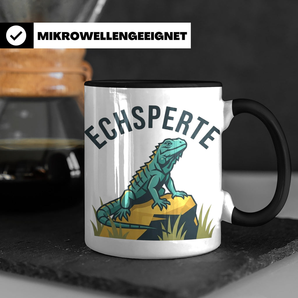 Echsperte Tasse für Reptilienhalter, lustiges Wortspiel mit  – Schwarz [farbe:schwarz]