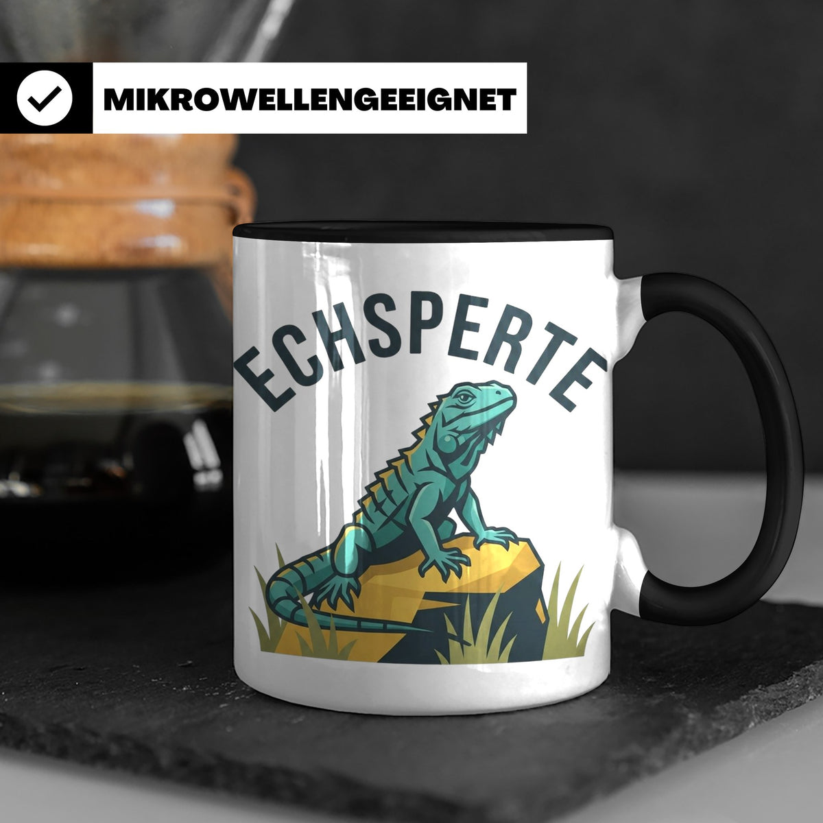 Echsperte Tasse für Reptilienhalter, lustiges Wortspiel mit  – Schwarz [farbe:schwarz]
