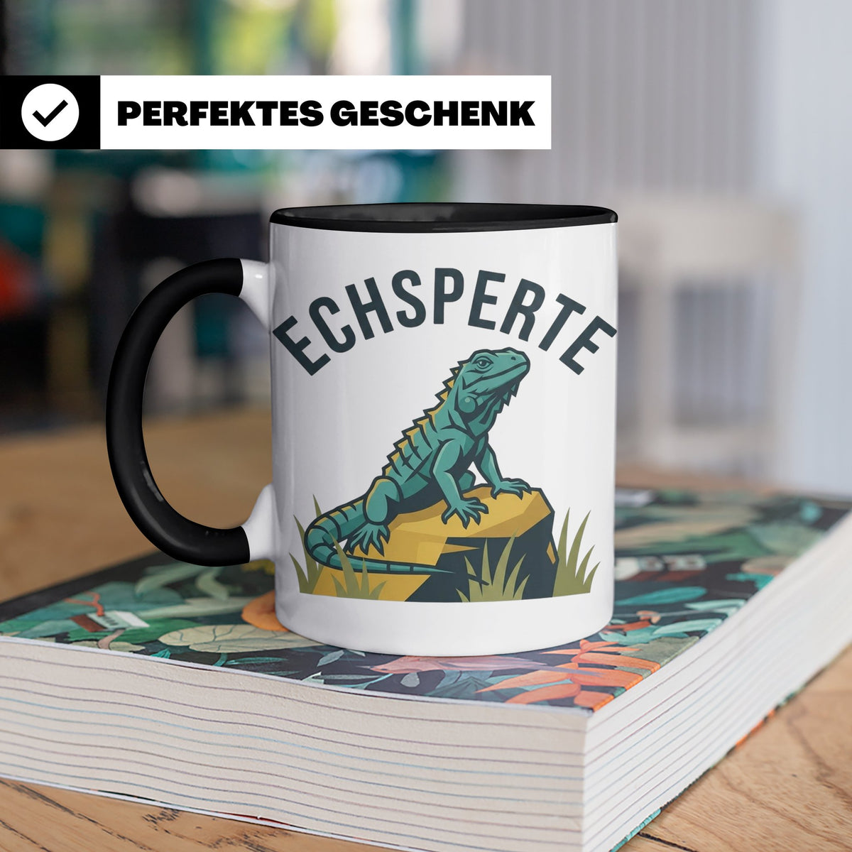 Echsperte Tasse für Reptilienhalter, lustiges Wortspiel mit  – Schwarz [farbe:schwarz]