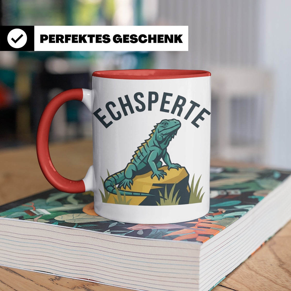 Echsperte Tasse für Reptilienhalter, lustiges Wortspiel mit  – Rot [farbe:rot]