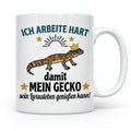 Gecko Tasse mit Spruch Ich arbeite hart... Leopardgecko Halt – Weiß [farbe:weiß]