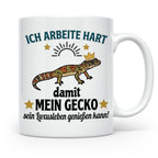 Gecko Tasse mit Spruch Ich arbeite hart... Leopardgecko Halt – Weiß [farbe:weiß]