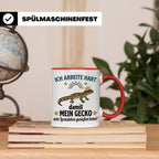 Gecko Tasse mit Spruch Ich arbeite hart... Leopardgecko Halt – Rot [farbe:rot]