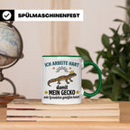 Gecko Tasse mit Spruch Ich arbeite hart... Leopardgecko Halt – Grün [farbe:grün]