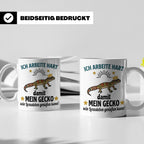 Gecko Tasse mit Spruch Ich arbeite hart... Leopardgecko Halt – Weiß [farbe:weiß]